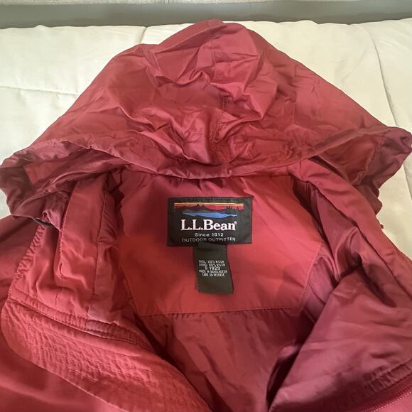 Vintage LL Bean Jacket Mens Medium Red Rain Windbreaker Full Zip Nylon Fishing - Picture 7 of 9